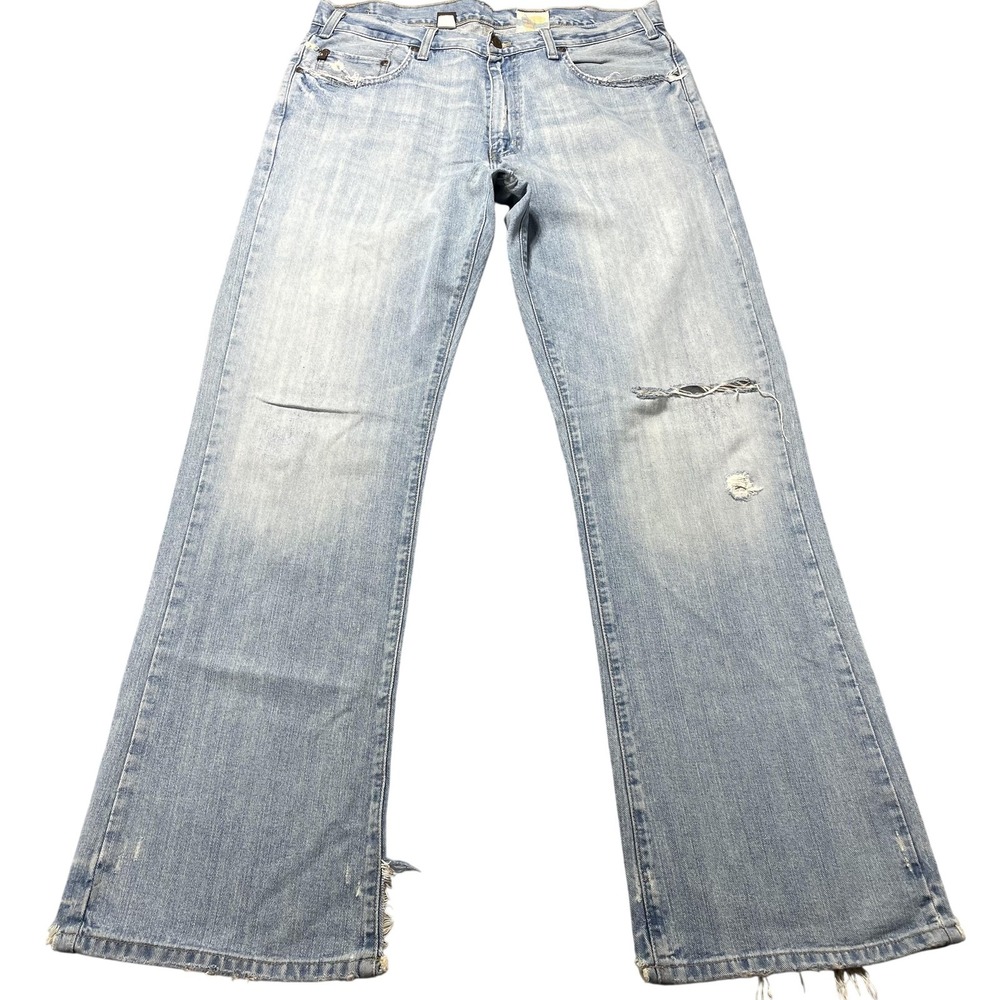 Vintage Hollister Bootcut Jeans Womens 34x34 Blue Light Wash Distressed Y2K 2000
